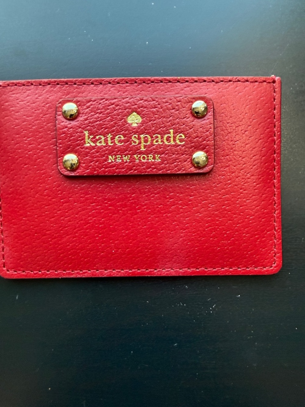 kate spade Red Leather Card Case with Gold Plaque - Picture 5 of 14